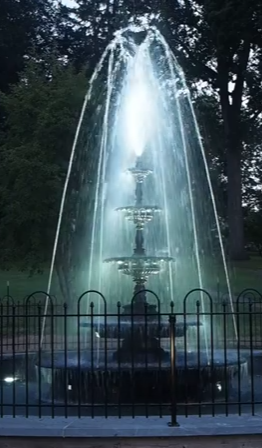 Marshall Square Park 1889 Fountain running daily (with lights) for the first time in 60 years